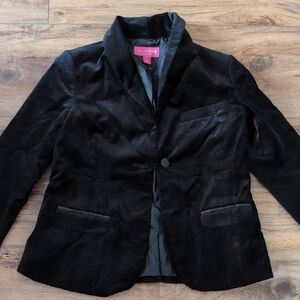 NWOT Liz Range Black Velvet Single-Button Blazer